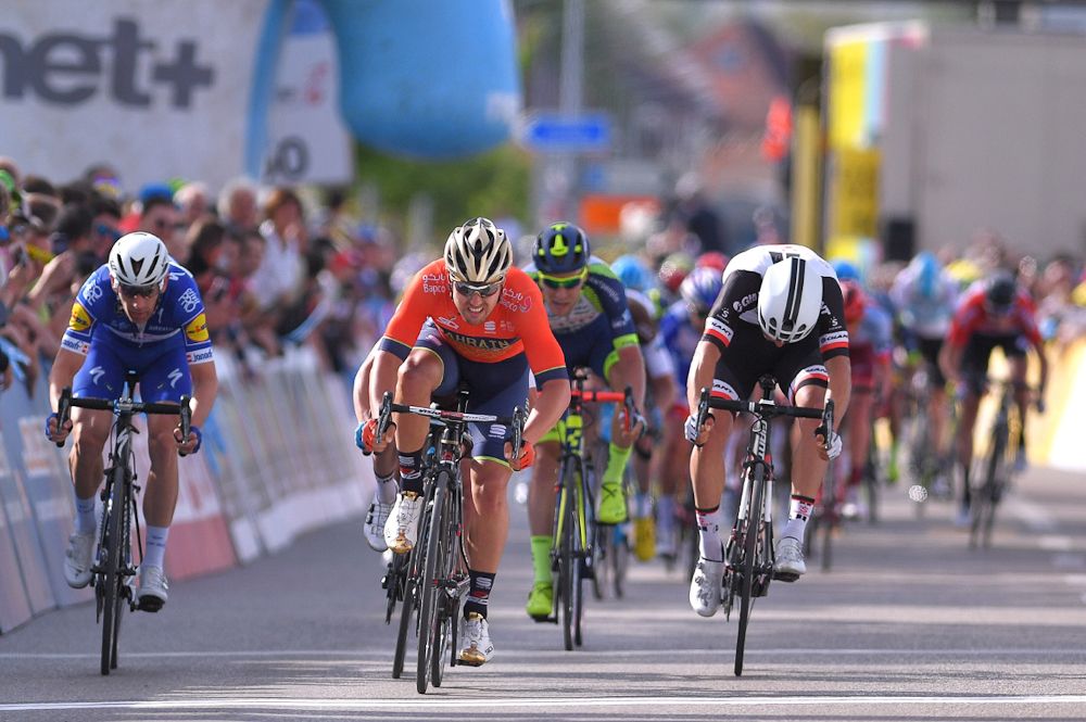 Sonny Colbrelli takes the field sprint during stage 2 at the Tour de Romandie