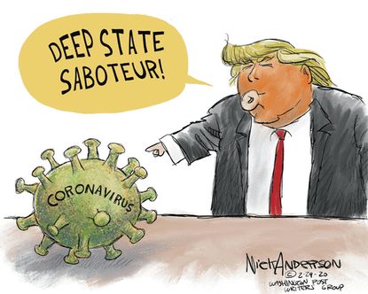 Political Cartoon U.S. Coronavirus sabotage Trump
