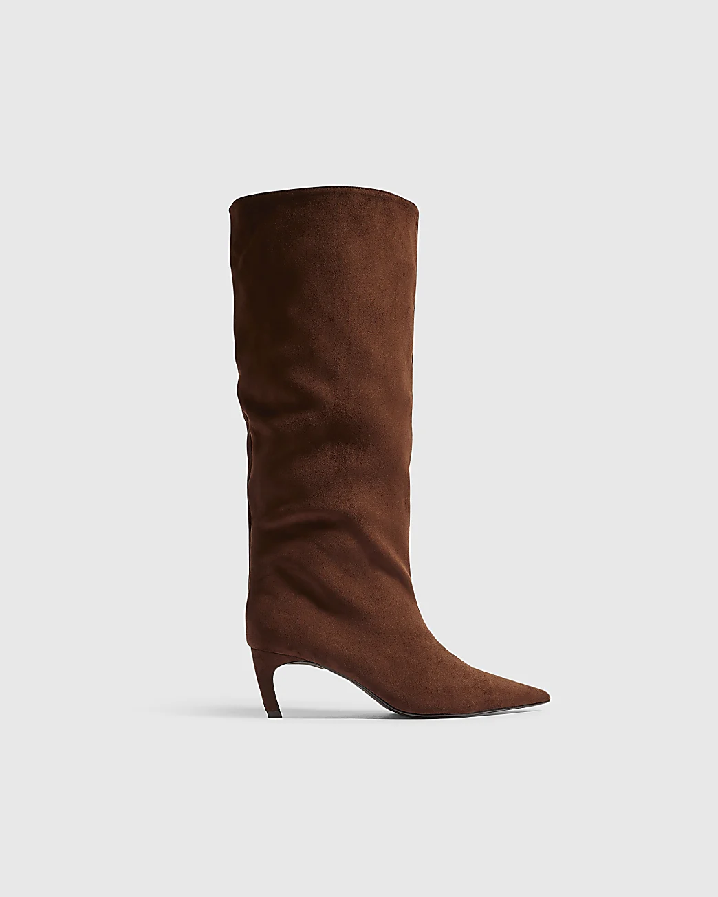 River Island, Brown Faux Suede High Leg Slouch Boots