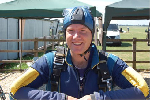 Top gun: Matthew Hickmott prepares for the jump