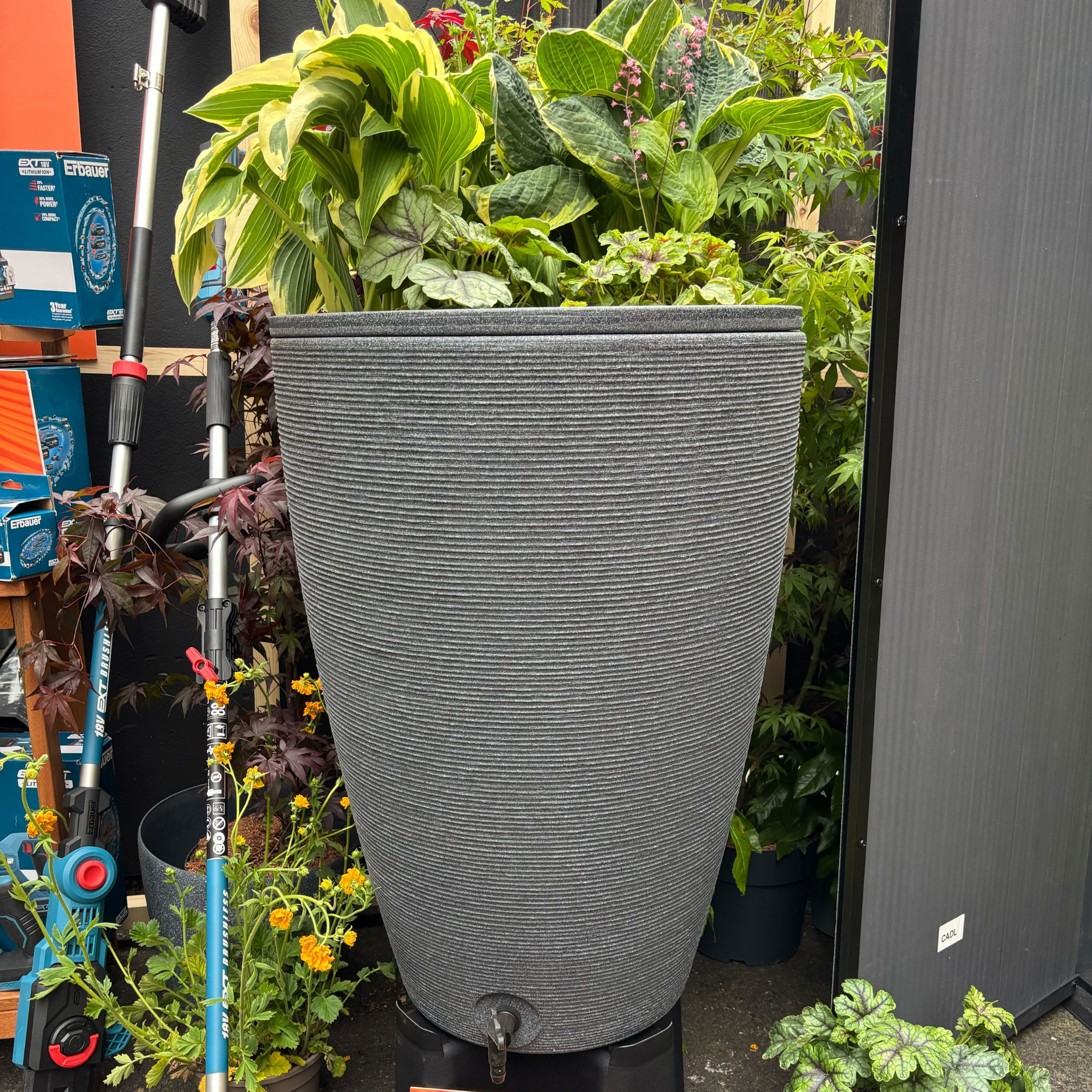 Amesbury water butt at B&Q press show.