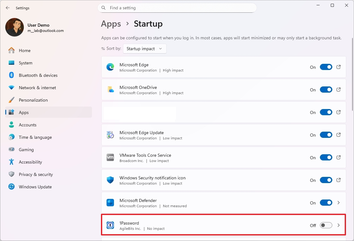 Disable startup apps
