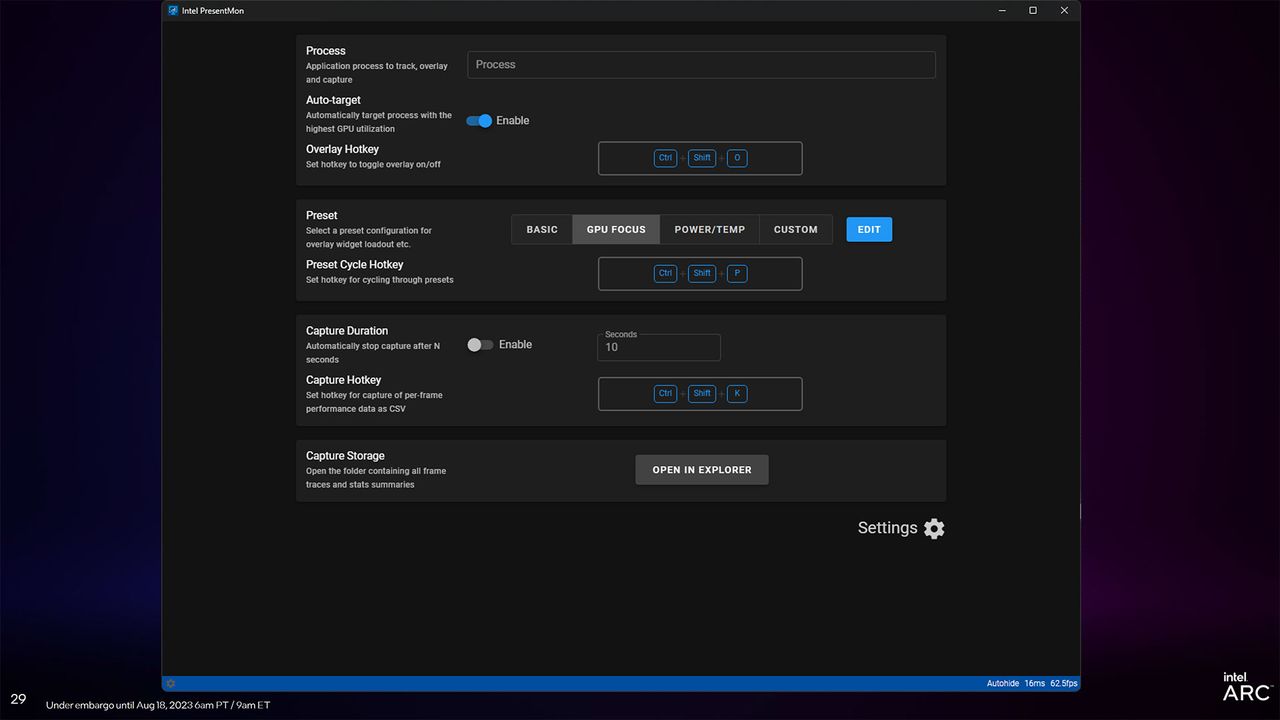 Intel Arc Driver Update slides for DirectX 11 and new PresentMon