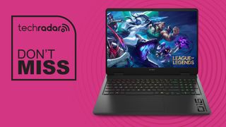 HP OMEN 16 2K 144Hz Gaming Laptop on pink background with TechRadar don't miss sign