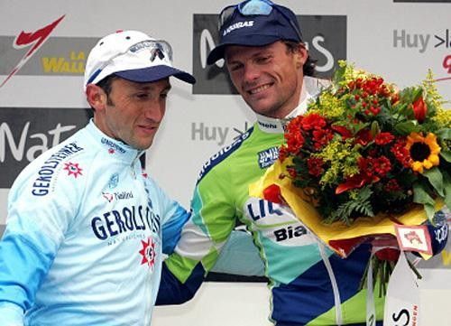Rebellin and Di Luca congratulate each other