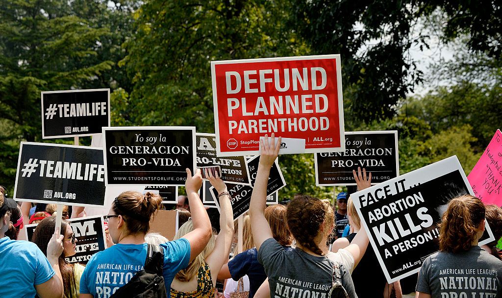 Protestors demand the defunding of Planned Parenthood