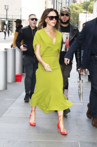 Victoria Beckham is seen arriving for the Vogue Conference at the World Trade Center in New York.