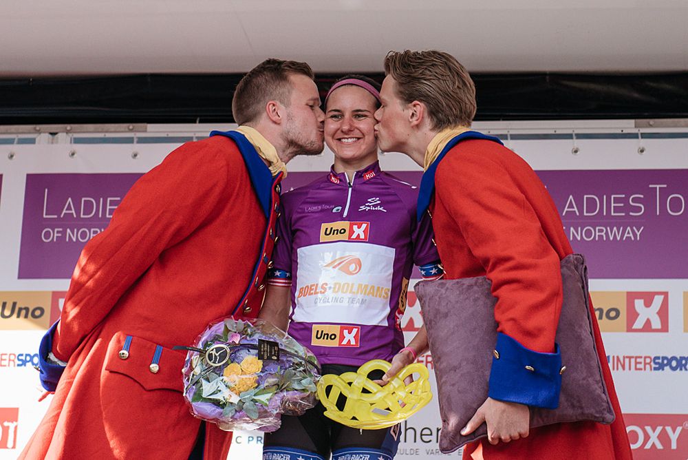 Megan Guarnier (Boels-Dolmans) wins stage 1 of the UCI race and takes the race lead