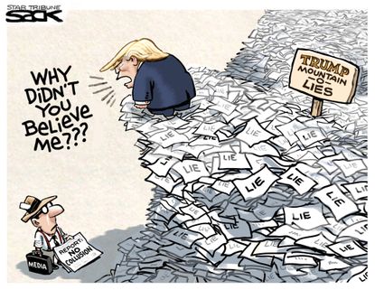 Political Cartoon U.S. Trump Mueller Report No Collusion Russia Media