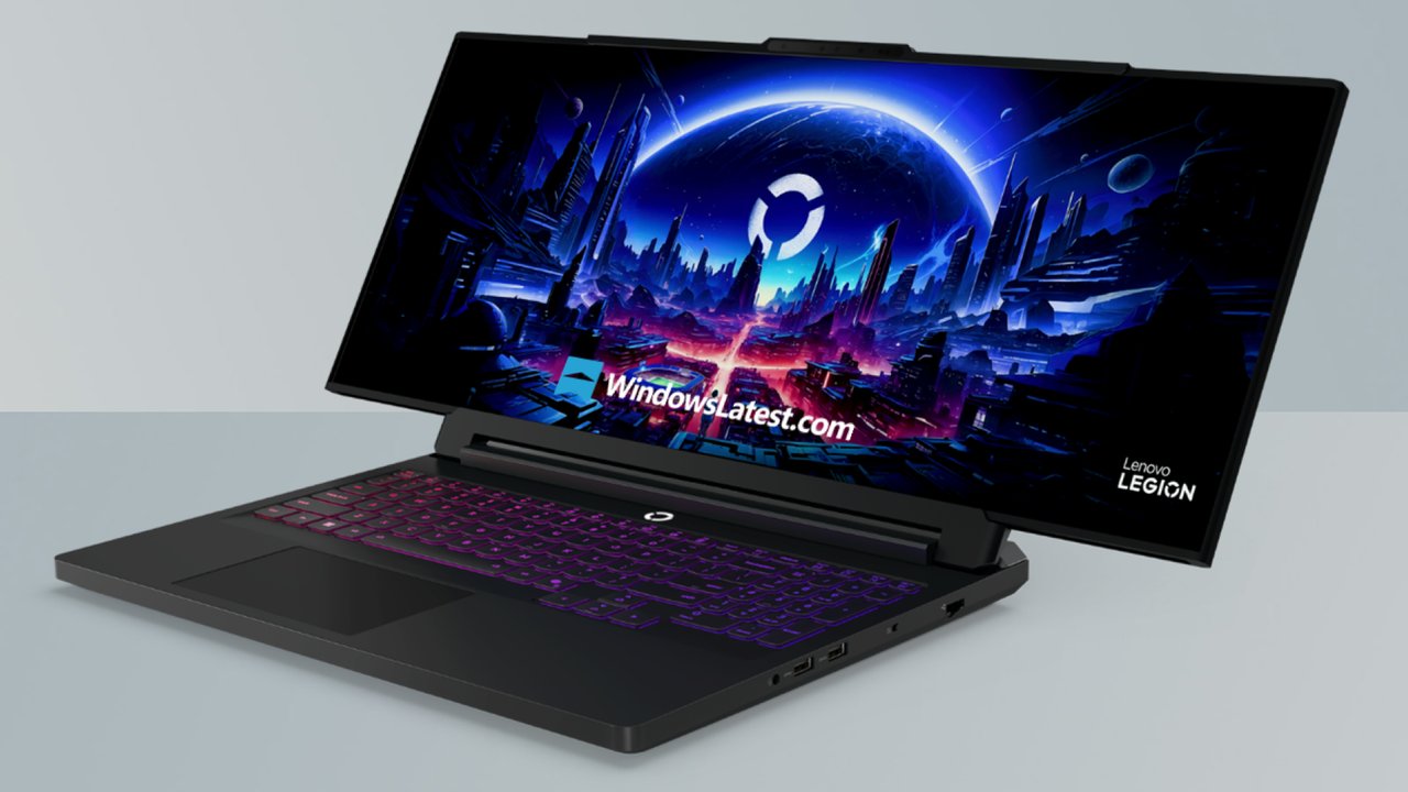 Image of the Lenovo Legion Pro Rollable gaming laptop on a grey background