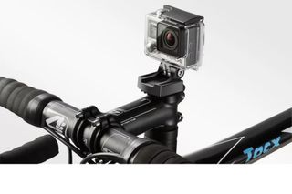 GOPRO mounted on bike top cap is pictured