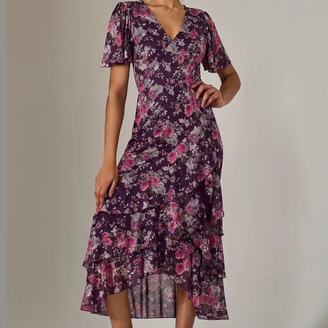 Jolie Moi Frill Hem Midaxi Dress