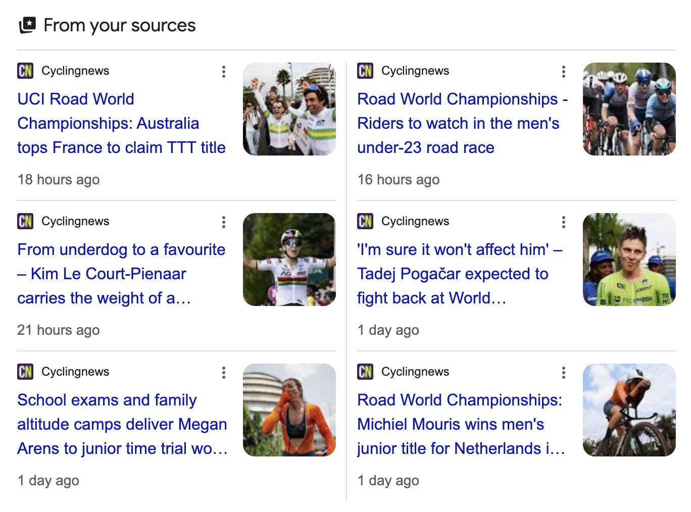 A dedicated section of Google Top stories with your Preferred Sources