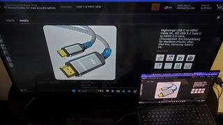 HDMI connected to TV and laptop