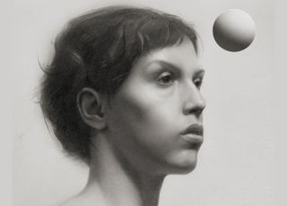 Tonal values: Portrait next to a sphere used to reference light and shadow