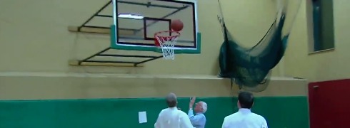 Bernie Sanders plays basketball.