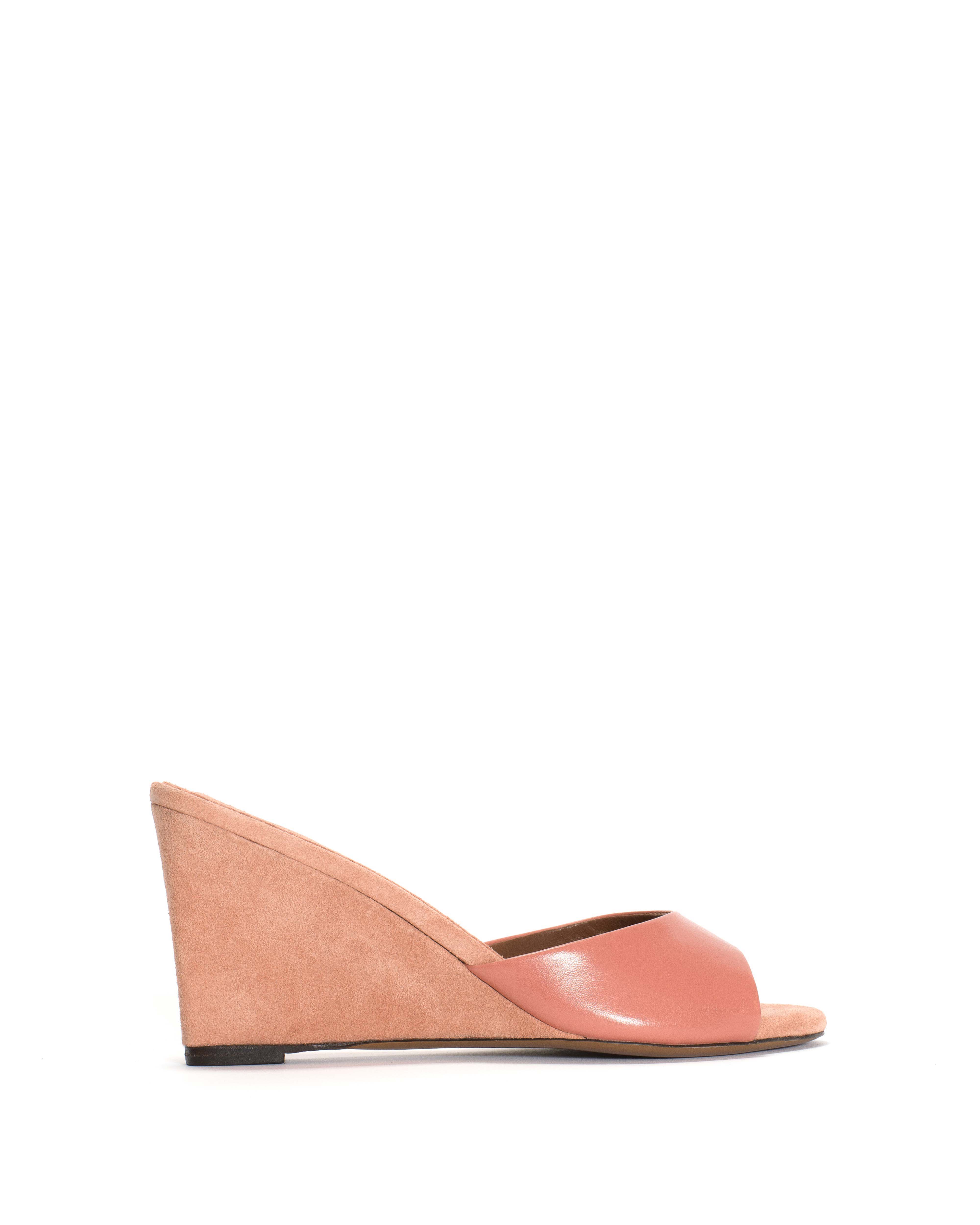 Gwen 75 Wedge Shiny Lamb &amp;amp; Suede Leather Candy Pink