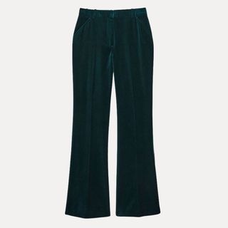 Parisa Velvet Flared Suit Trousers in Teal