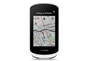 Garmin Edge Explore 2 displaying a ride type map and navigation in red lines