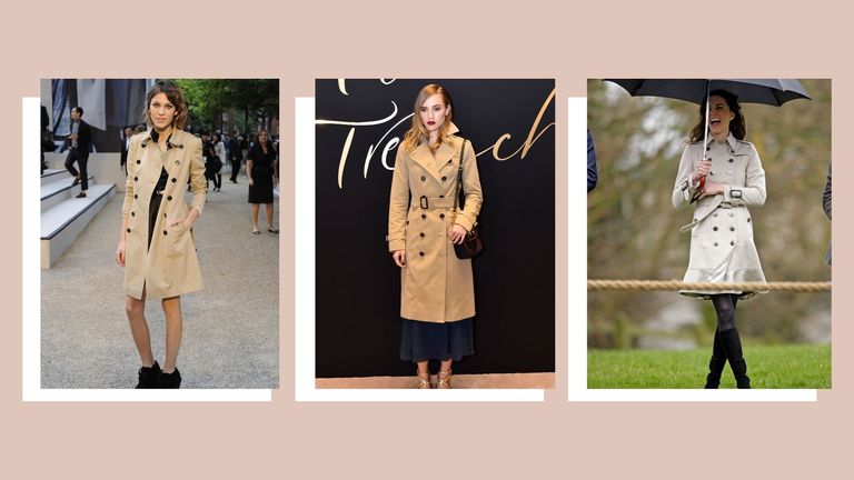 Burberry trench coat photographed on three celebrities: Alexa Chung, Suki Waterhouse and Kate Middleton