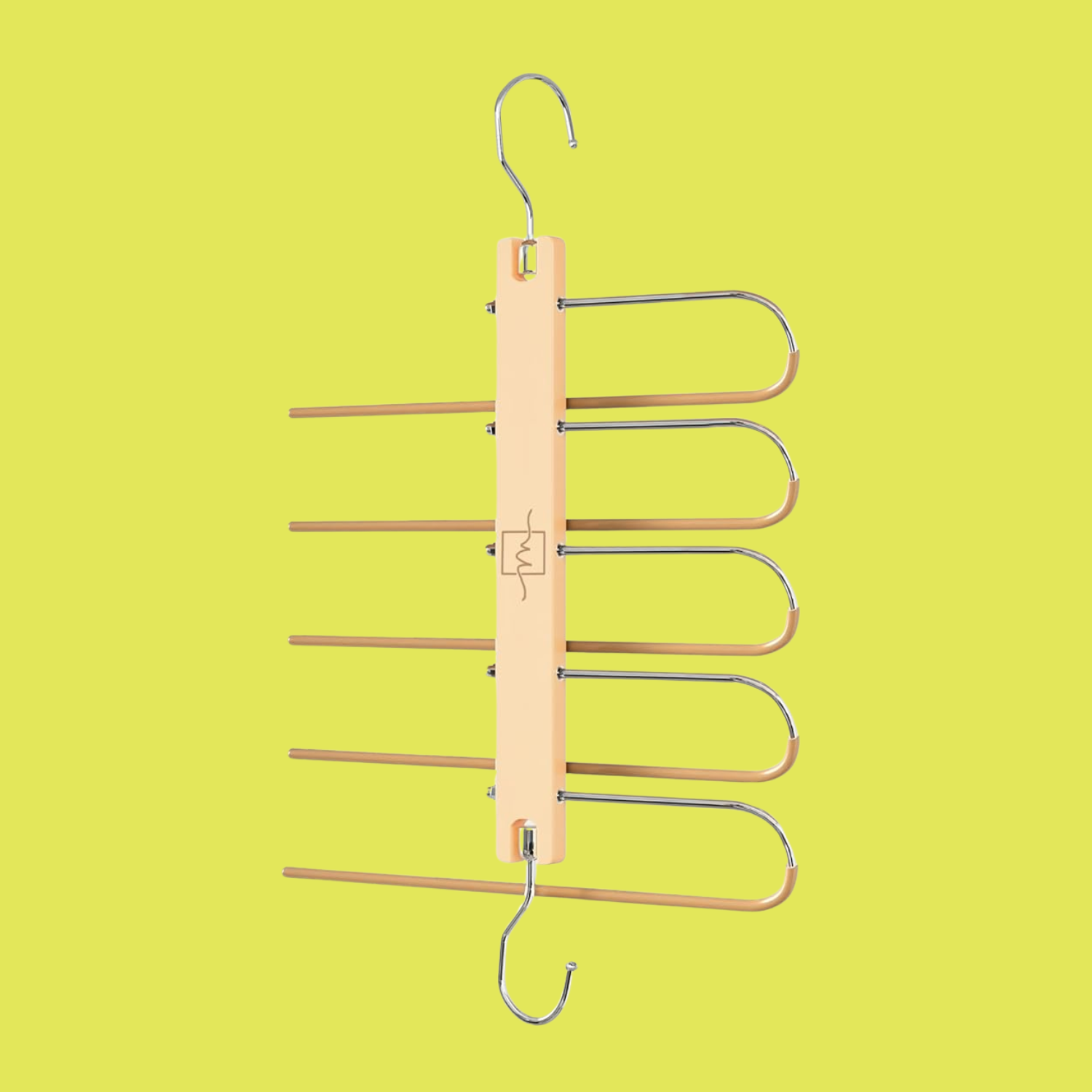 A beechwood trousers hanger with levelled hooks