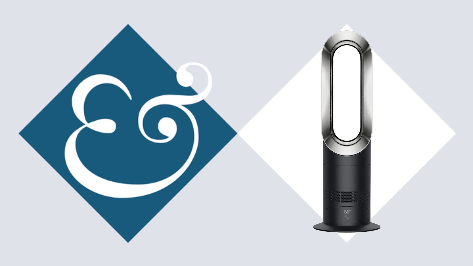 Dyson heater product template hero with a black Dyson Hot+Cool&trade; Jet Focus fan heater