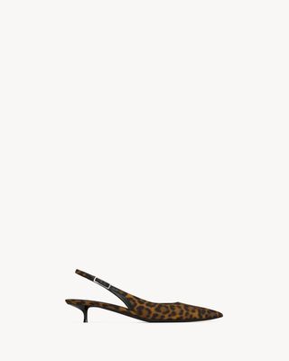 Women's Cherish Slingback Pumps in Leopard Grosgrain in Manto Naturale