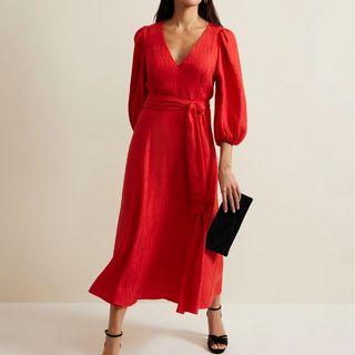 M&S red midi dress
