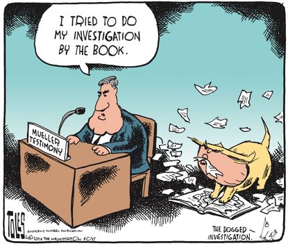 Political Cartoon U.S. Mueller Testimony Trump Ate Homework