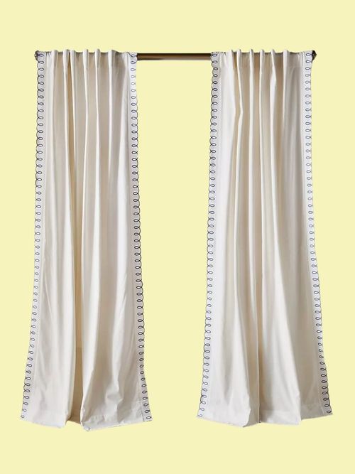 Maeve Loop Embroidered Cotton Curtain