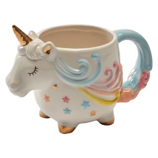 unicorn mug with white coloured and white background