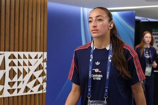 Rosa Kafaji of Arsenal arrives at the stadium prior to the UEFA Women's Champions League final match between Arsenal WFC and FC Barcelona at Estadio Jose Alvalade on May 24, 2025 in Lisbon, Portugal.