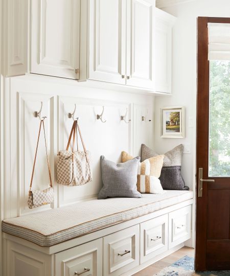 storage bench in entryway 