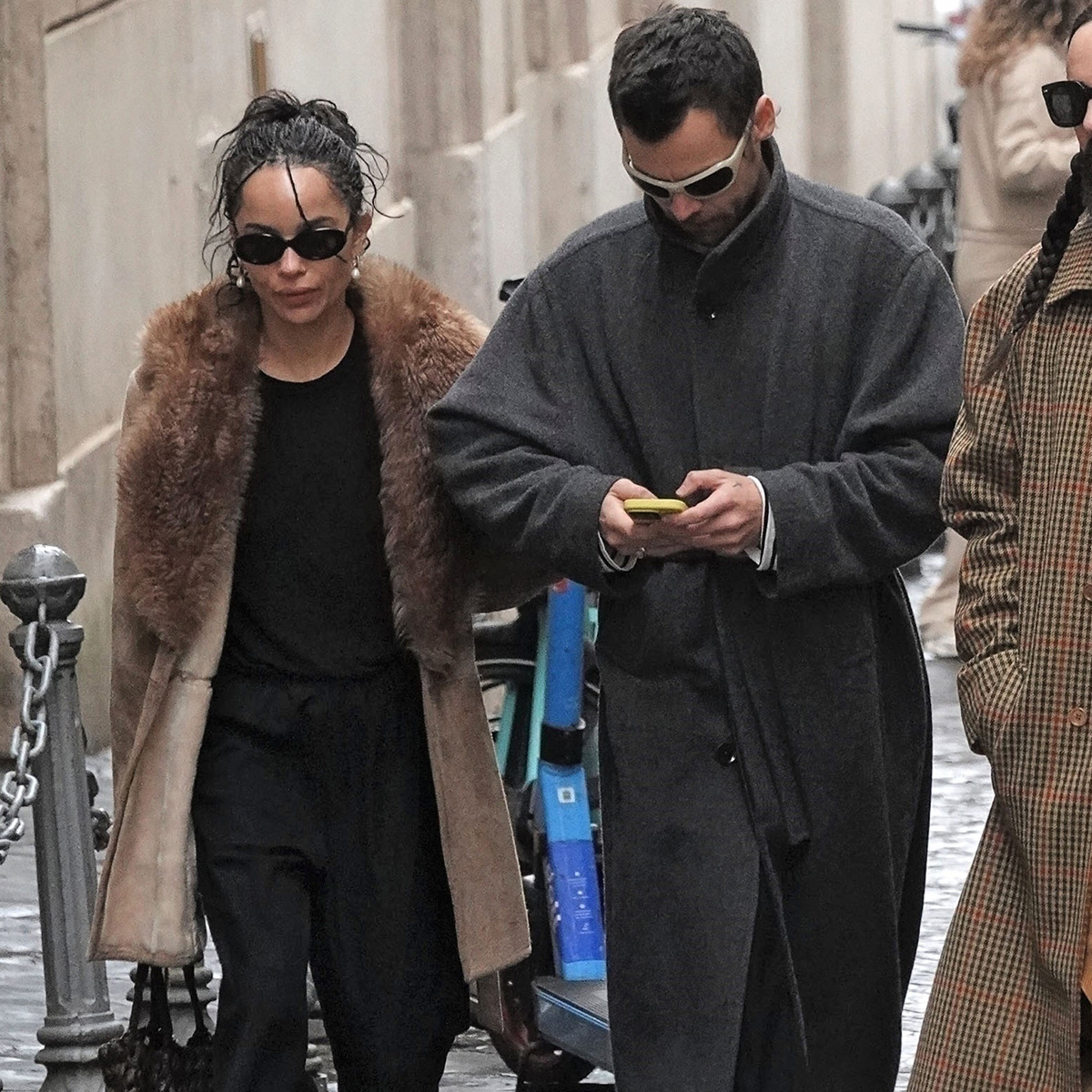 Zoe Kravitz fur lined coat 