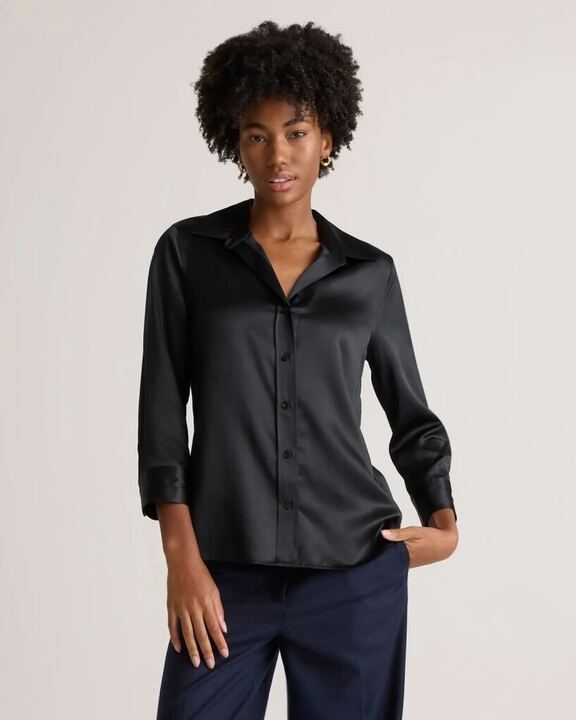 100% Washable Silk Three-Quarter Sleeve Shirt