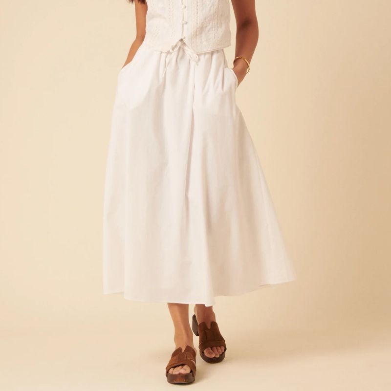 white A-line skirt