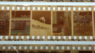 Still from YouTube video showing 35mm film negatives