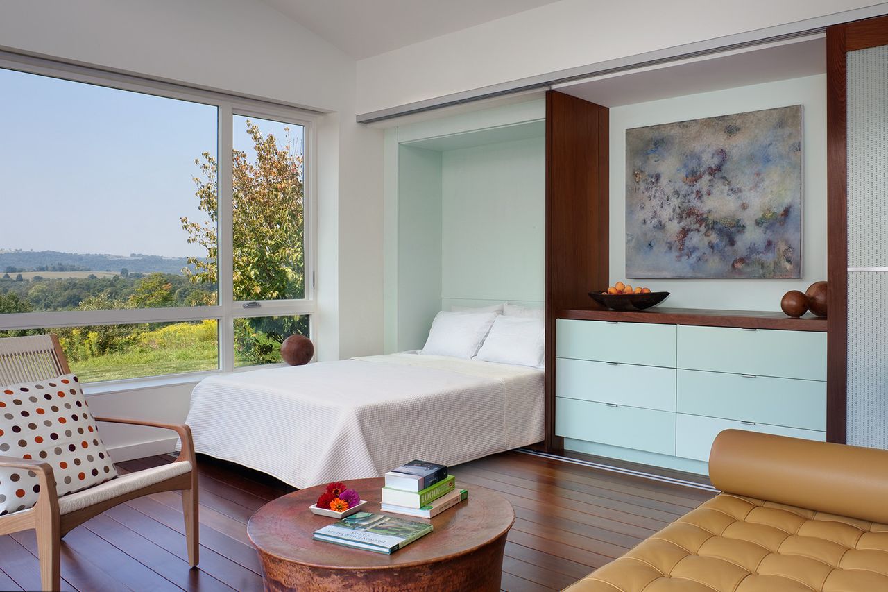 A Murphy bed in a living room