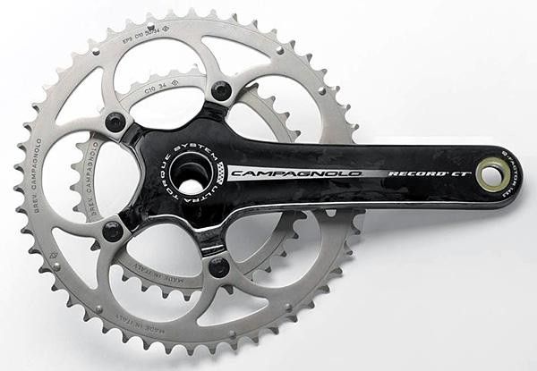 Record compact crankset with 50/34 chainrings.