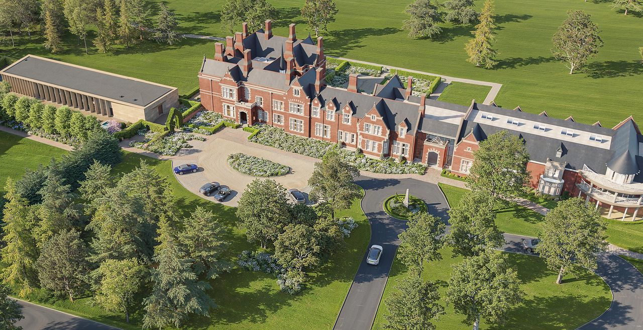 An aerial view of Rockliffe Hall and its grounds