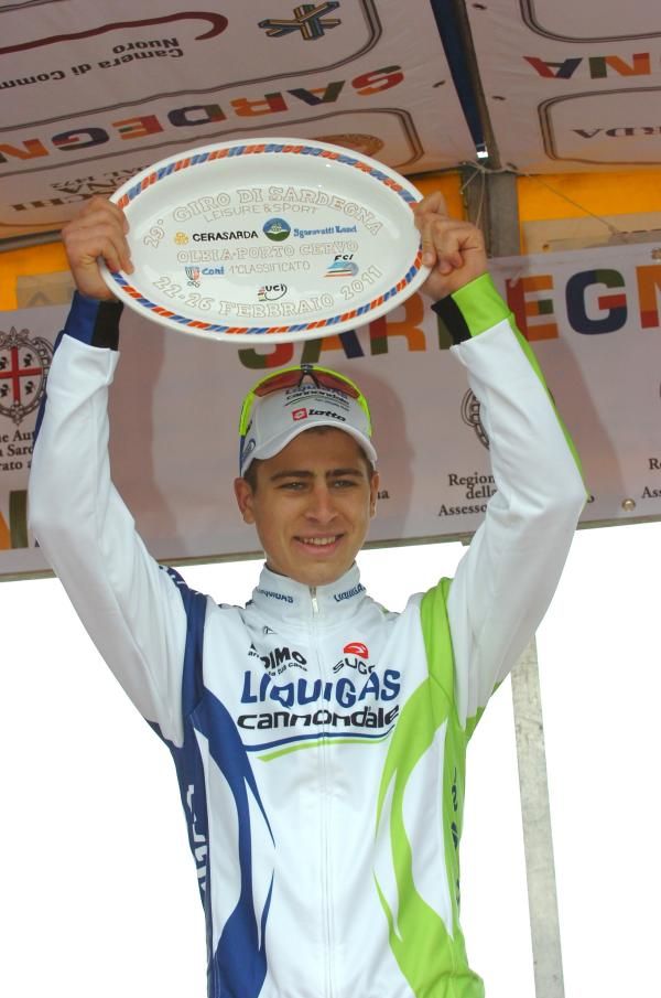 Peter Sagan (Liquigas-Cannondale) on the podium.