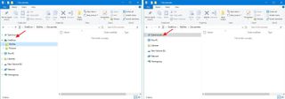 File Explorer with OneDrive (left), File Explorer without OneDrive (right)