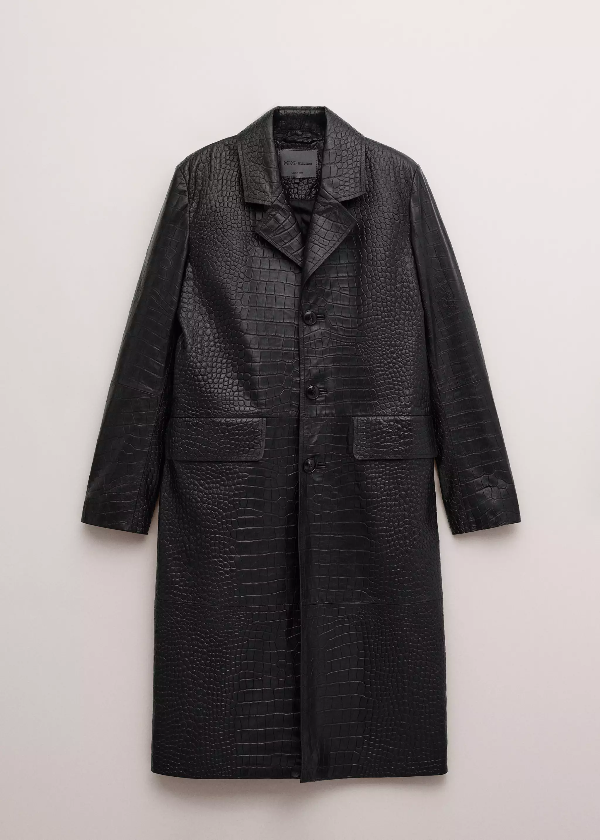 MANGO, Crocodile-Effect Leather Coat