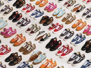 A collage of many different colors of Vans Old Skool sneakers.