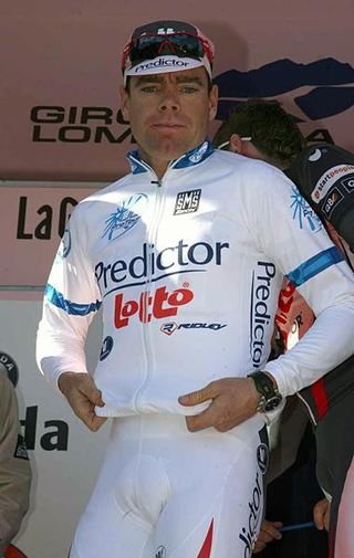 Cadel Evans (Predictor - Lotto) in his ProTour overall winner's jersey.