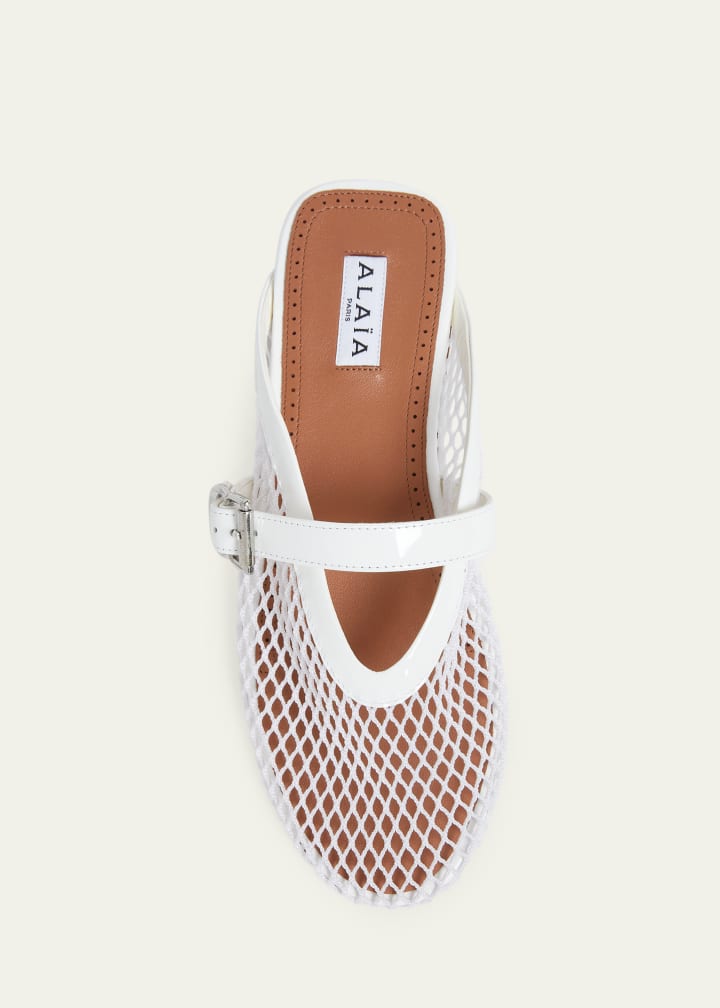 Mesh Mary Jane Ballerina Mules