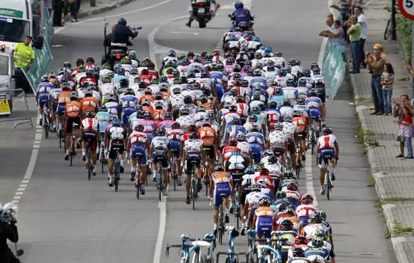 The peloton in action during stage 12 of the Vuelta.