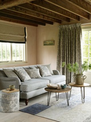 Matching curtains and cushions in a traditional living room
