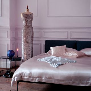 pink satin bedroom