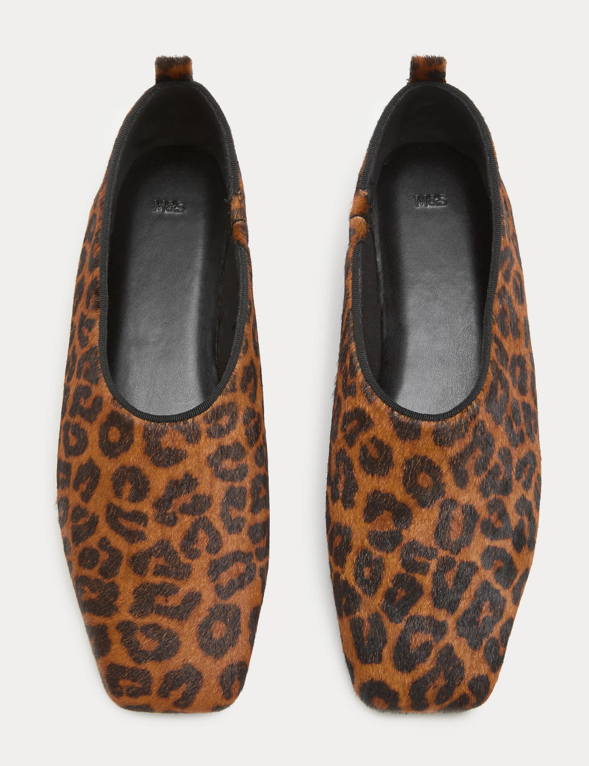 Hair on Leather Leopard Print Ballet Pumps